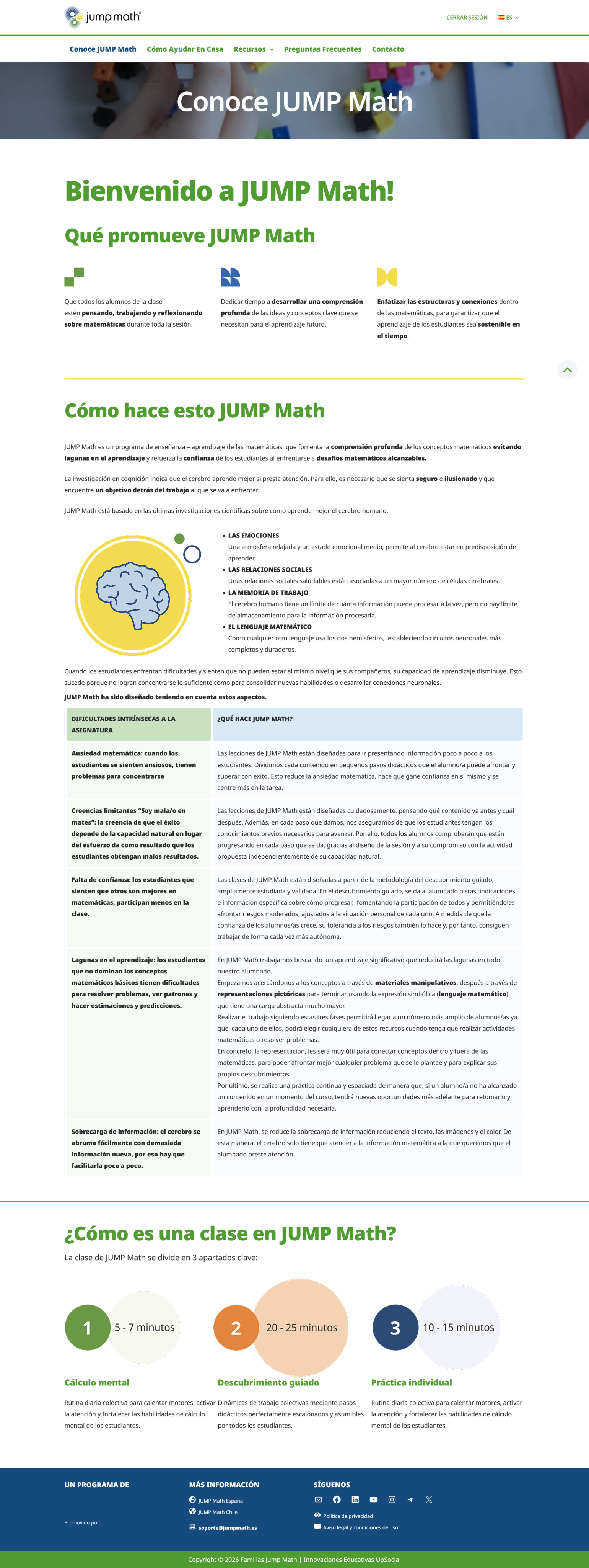 Jump Math Familias website
